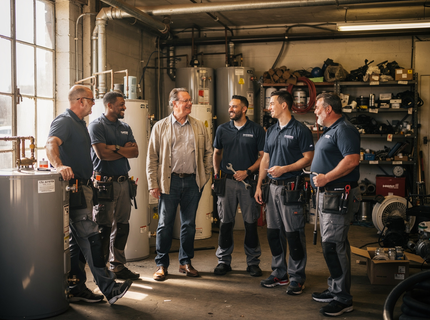 The water heaters pros team at work in Boston